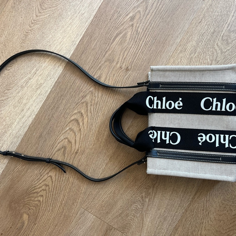 Chloe Black and Cream Crossbody Bag